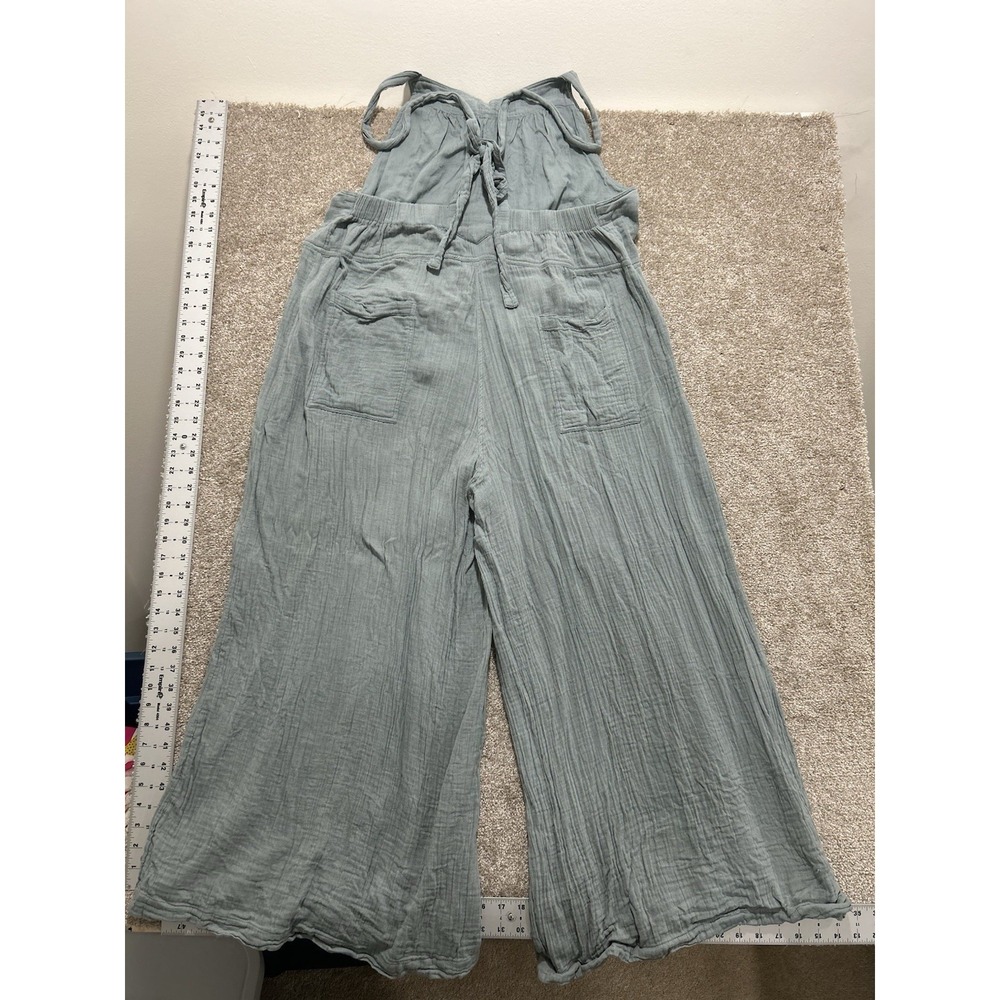 Natural Life Women's XL Dakota Tie Overall Gauze Grayish Blue Boho Wide Leg - Picture 9 of 10